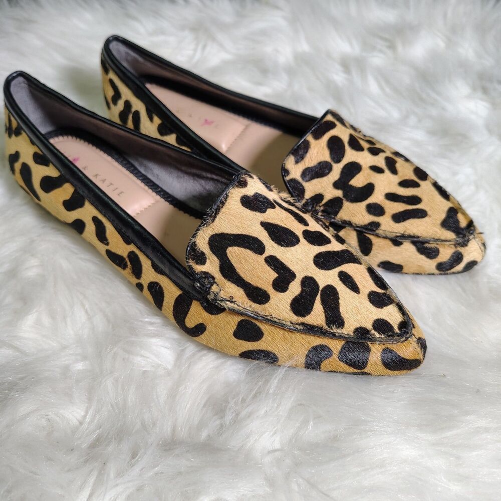 Kelly & Katie Leopard Print Calf Hair Leather Flats Sz 7.5M Office Preppy Loafer